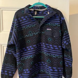 2016 Patagonia Printed Synchilla Snap-T, Saltillo: Navy Blue. Size Medium.